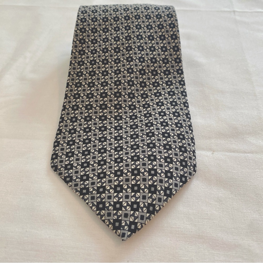 Vintage Missoni Silk Men’s Grey, Black geometric tie
